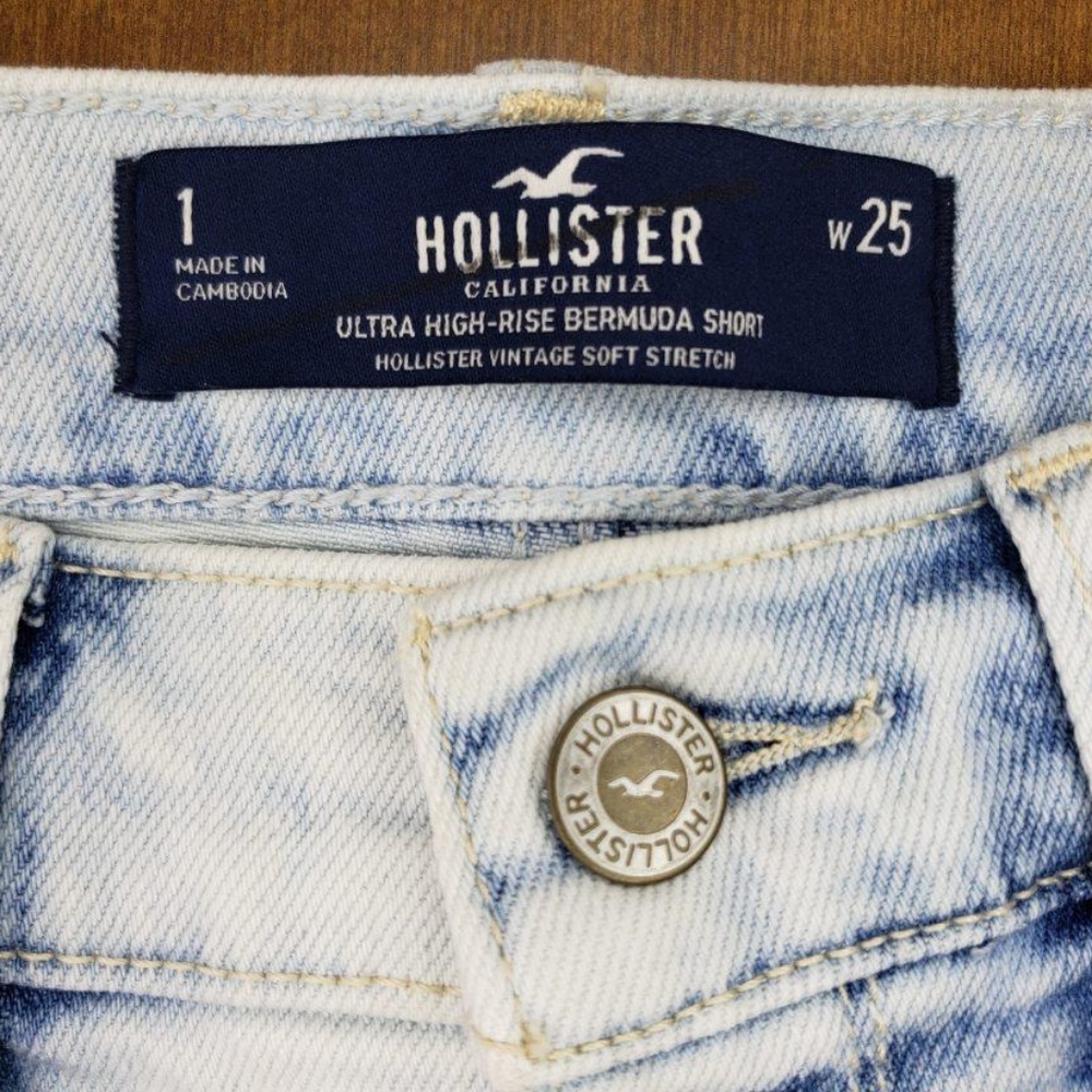 NWT Hollister Ultra DISTRESSED High Rise SHORTS Bermuda Women's W25 Soft Stretch - Picture 12 of 14